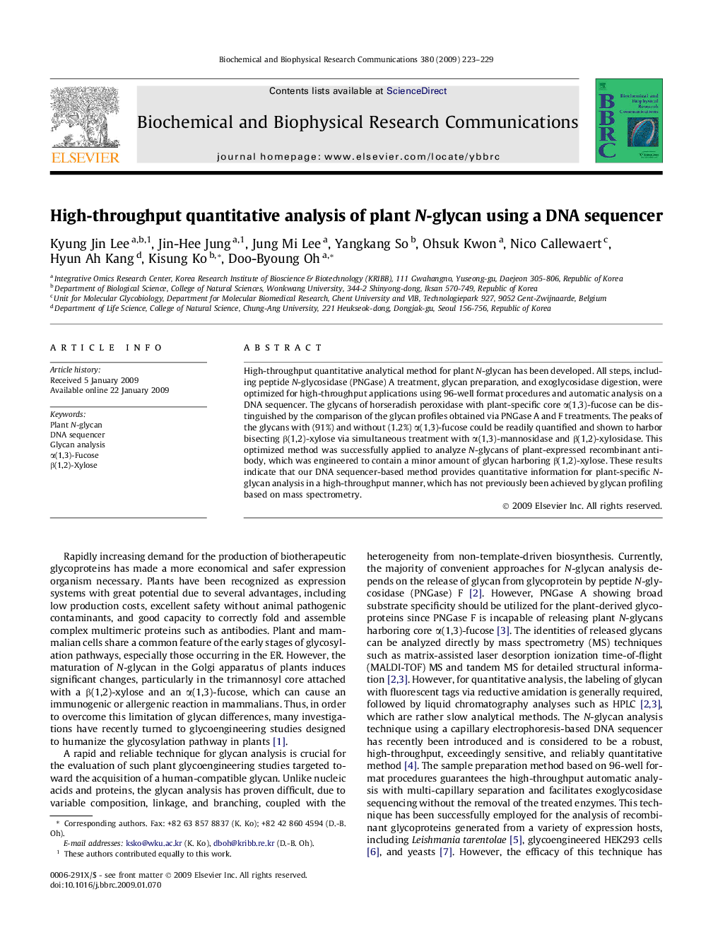 High-throughput quantitative analysis of plant N-glycan using a DNA sequencer