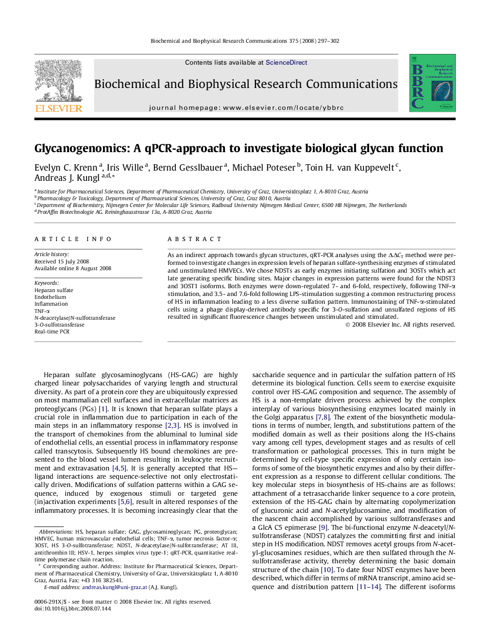 Glycanogenomics: A qPCR-approach to investigate biological glycan function