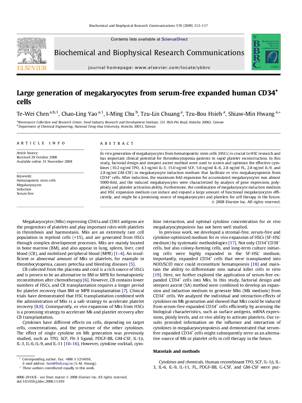 Large generation of megakaryocytes from serum-free expanded human CD34+ cells