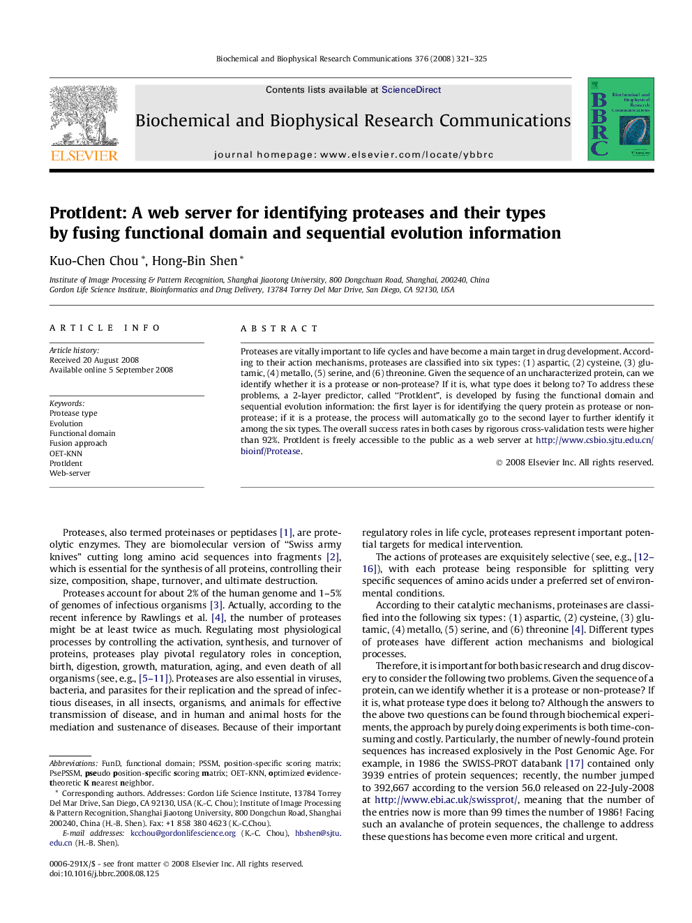 ProtIdent: A web server for identifying proteases and their types by fusing functional domain and sequential evolution information