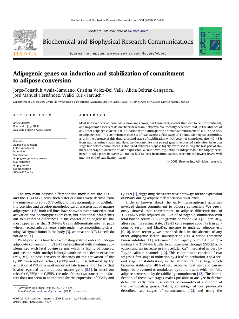 Adipogenic genes on induction and stabilization of commitment to adipose conversion