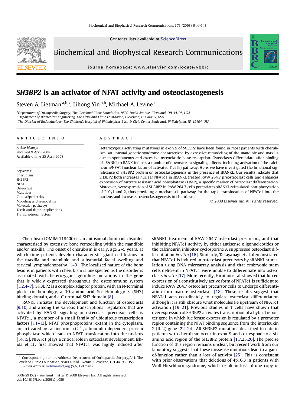 SH3BP2 is an activator of NFAT activity and osteoclastogenesis