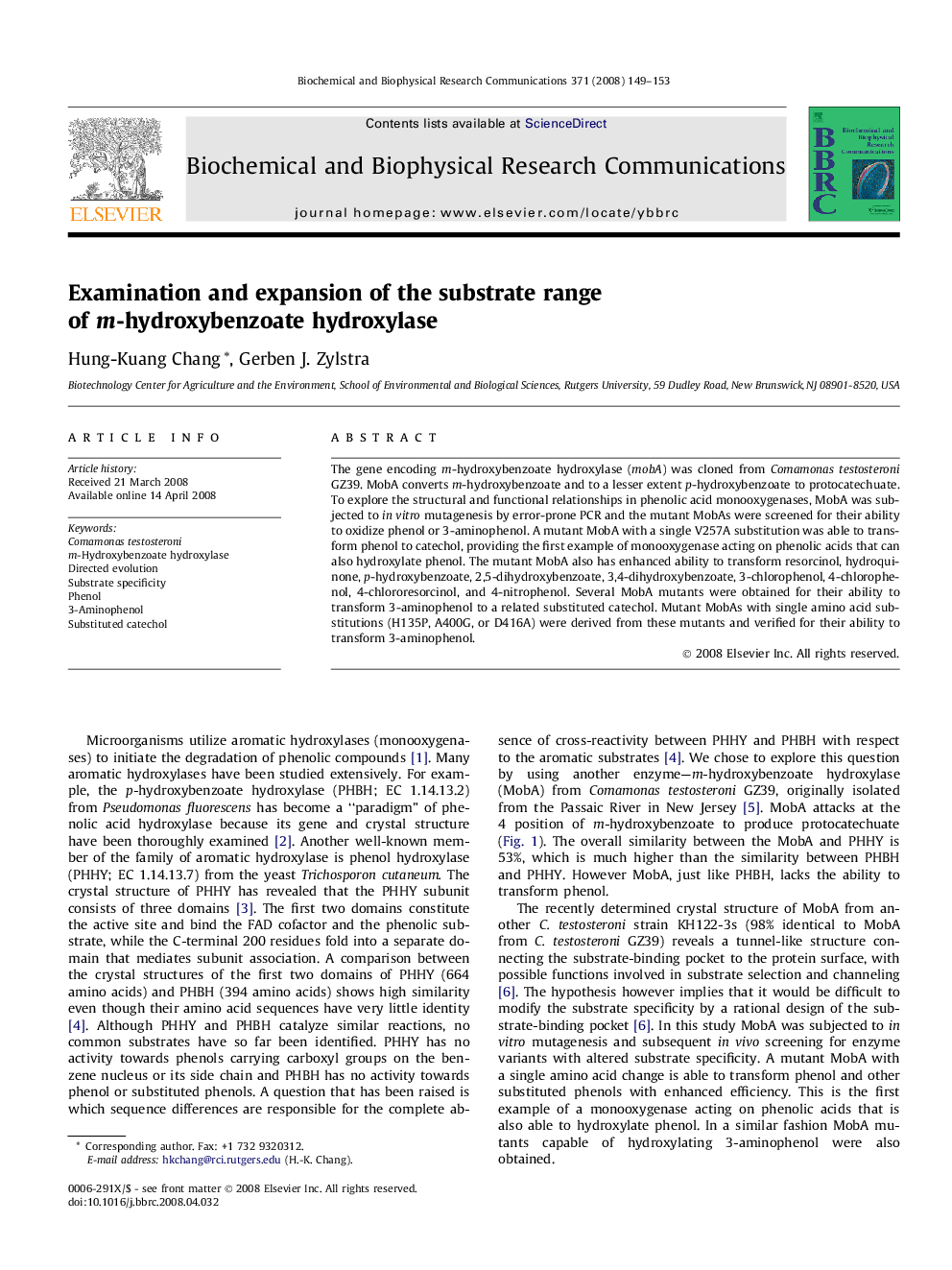 Examination and expansion of the substrate range of m-hydroxybenzoate hydroxylase