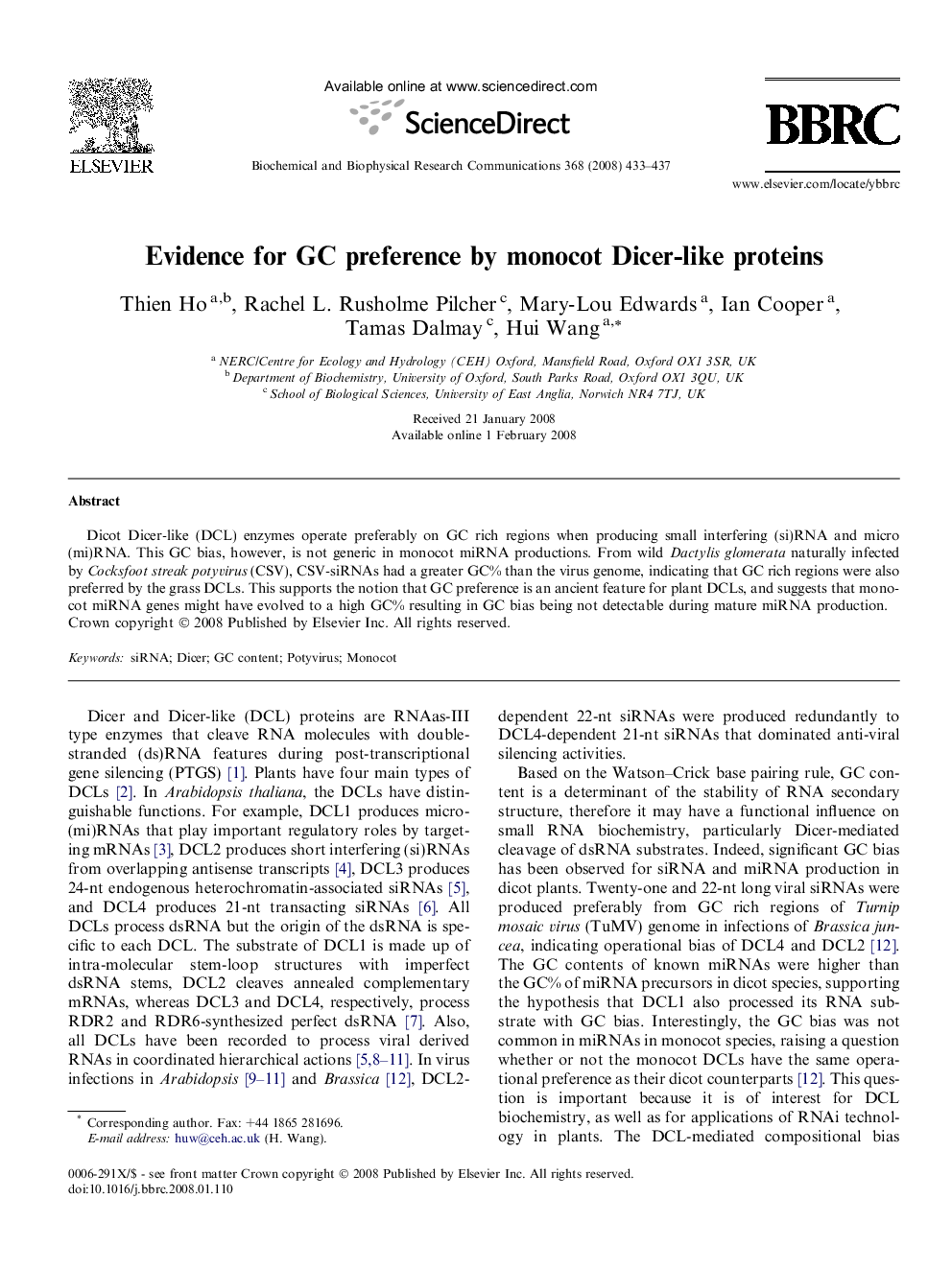 Evidence for GC preference by monocot Dicer-like proteins