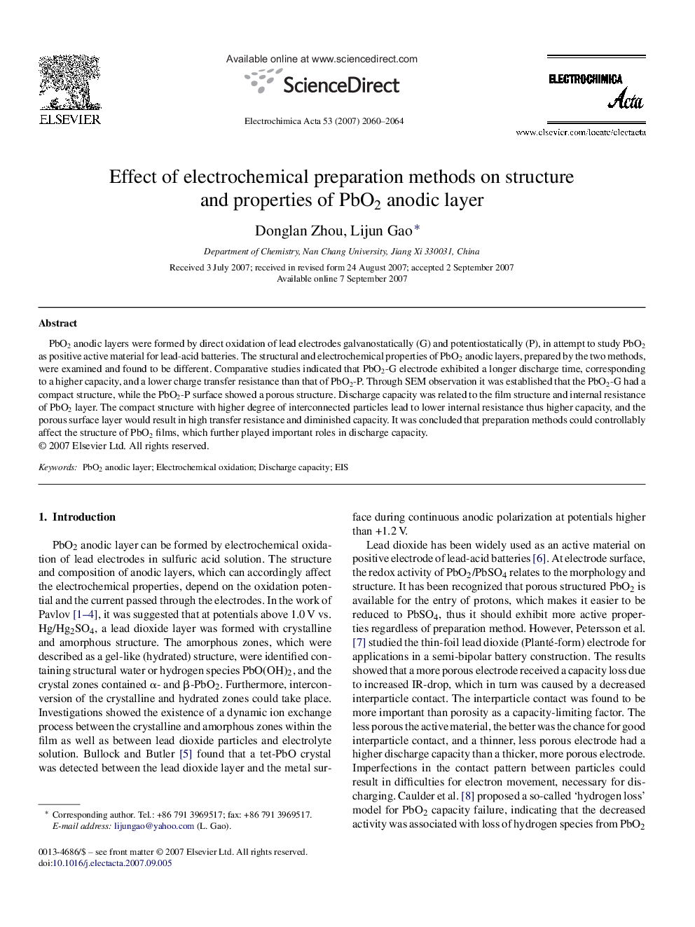 Effect of electrochemical preparation methods on structure and properties of PbO2 anodic layer