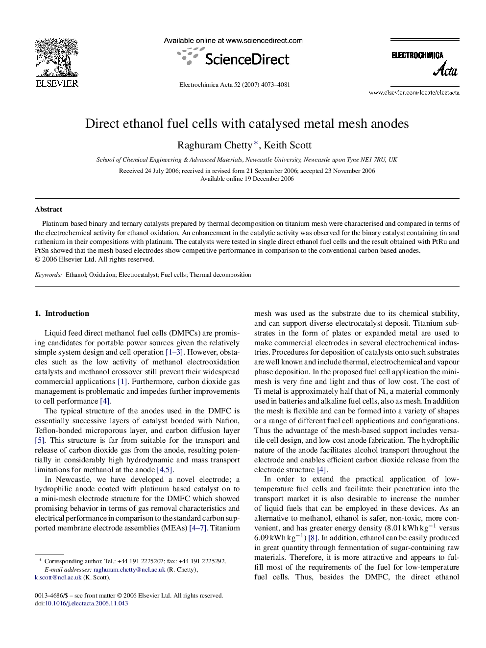 Direct ethanol fuel cells with catalysed metal mesh anodes