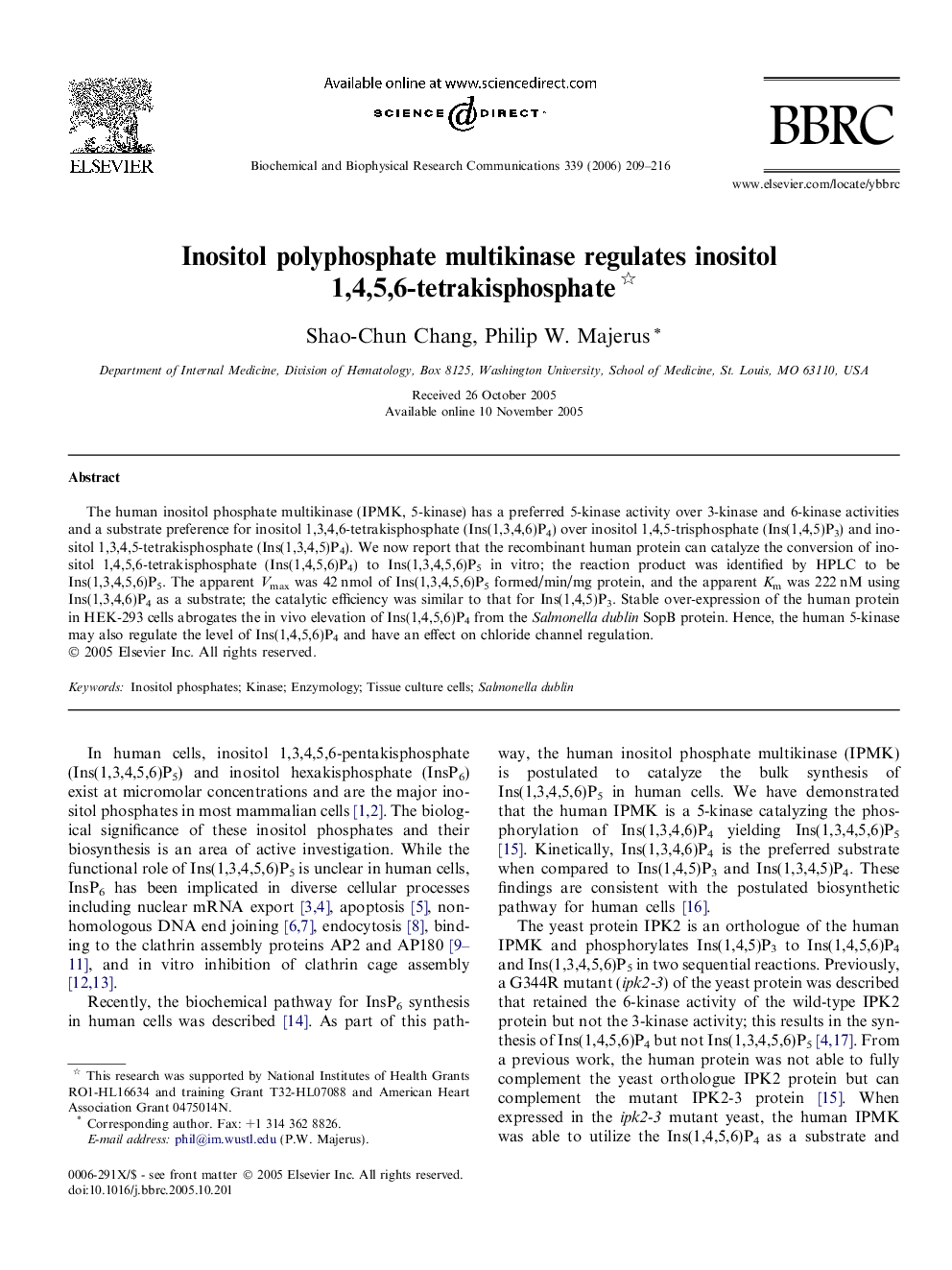 Inositol polyphosphate multikinase regulates inositol 1,4,5,6-tetrakisphosphate 