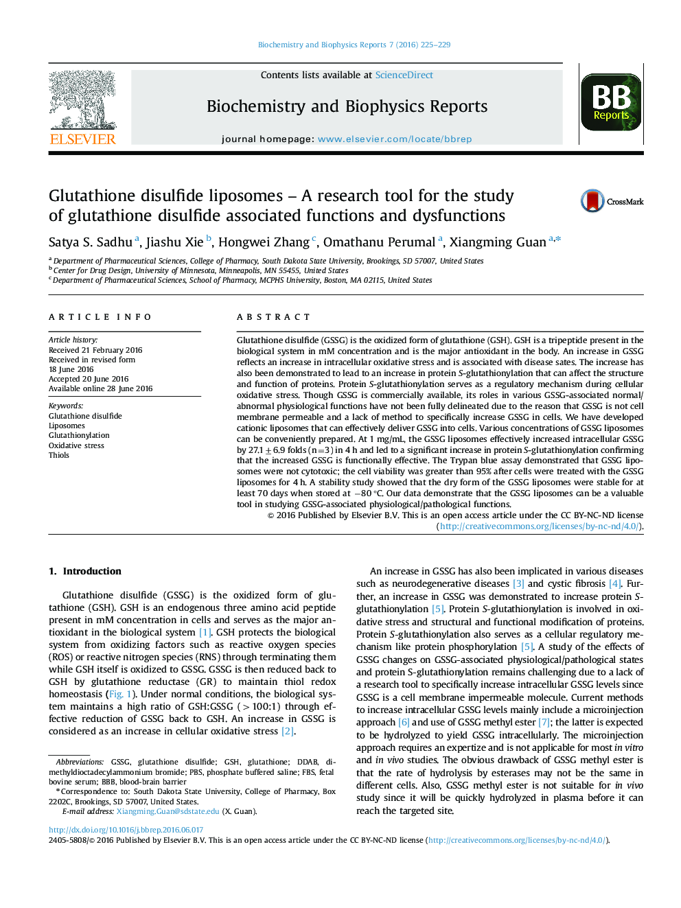 لیپوزوم گلوتاتیون دی سولفید؛ یک ابزار تحقیق برای مطالعه توابع و اختلالات مرتبط با دی سولفید گلوتاتیون  