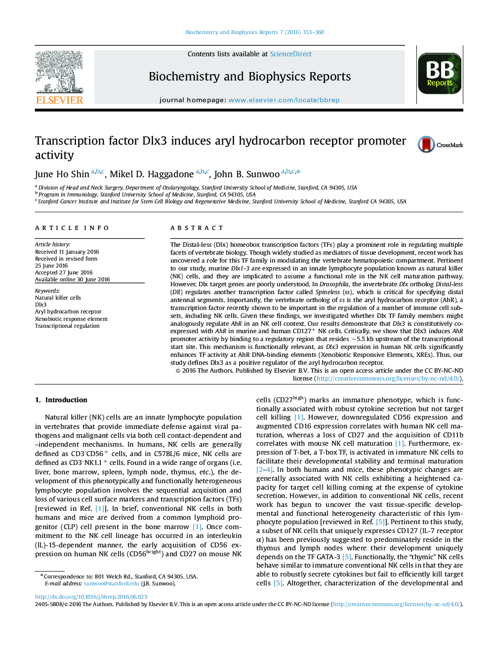 Transcription factor Dlx3 induces aryl hydrocarbon receptor promoter activity