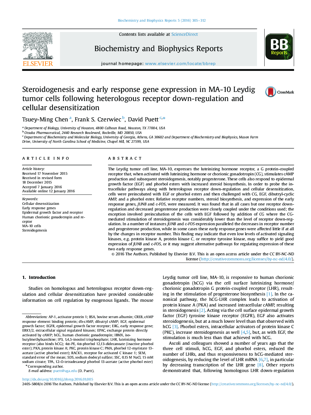 Steroidogenesis and early response gene expression in MA-10 Leydig tumor cells following heterologous receptor down-regulation and cellular desensitization