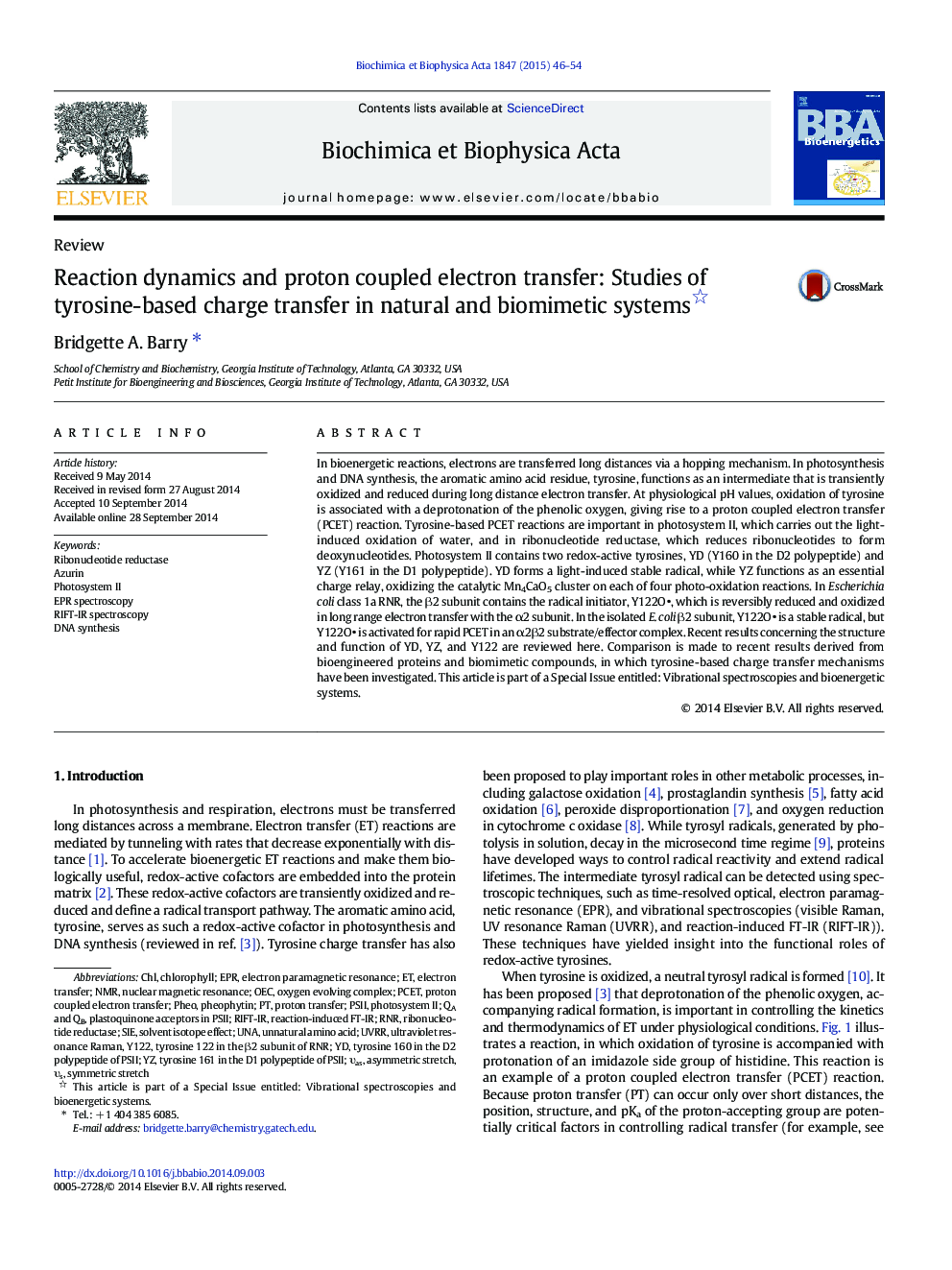 Reaction dynamics and proton coupled electron transfer: Studies of tyrosine-based charge transfer in natural and biomimetic systems 