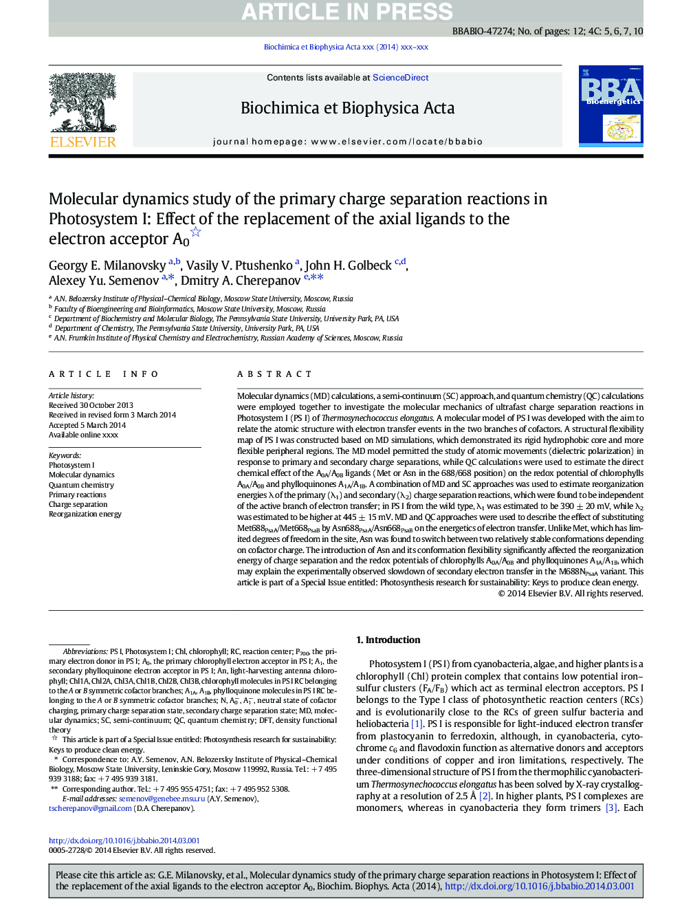 Molecular dynamics study of the primary charge separation reactions in Photosystem I: Effect of the replacement of the axial ligands to the electron acceptor A0