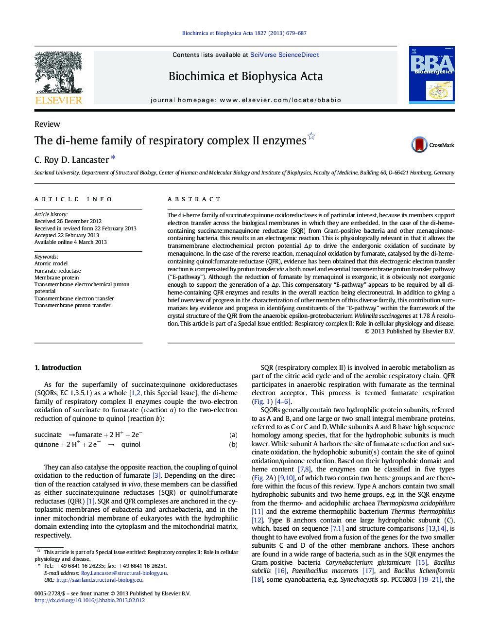 The di-heme family of respiratory complex II enzymes 