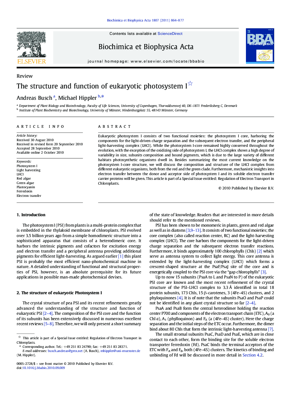 The structure and function of eukaryotic photosystem I 