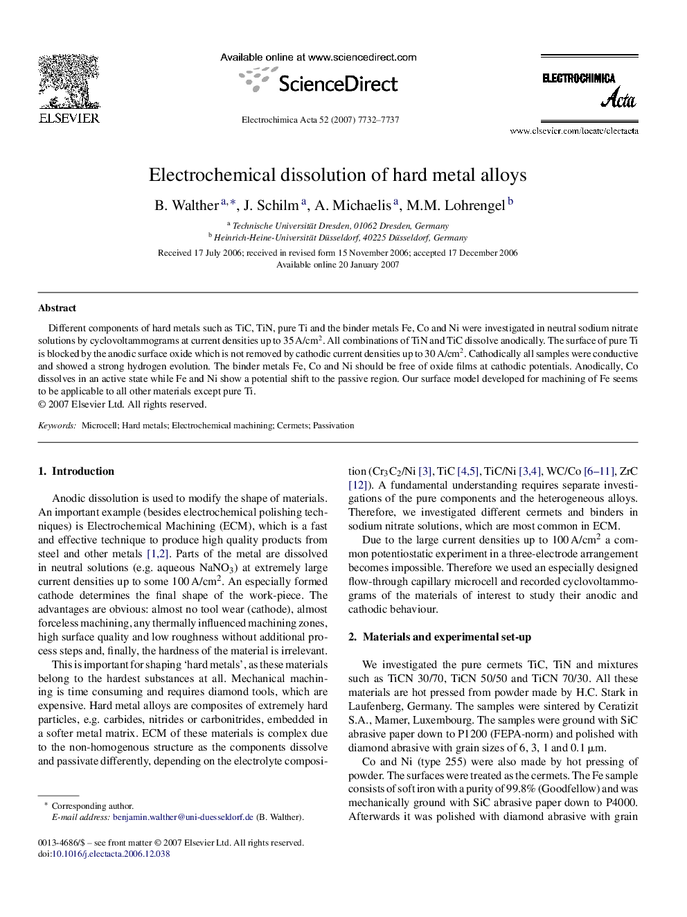 Electrochemical dissolution of hard metal alloys