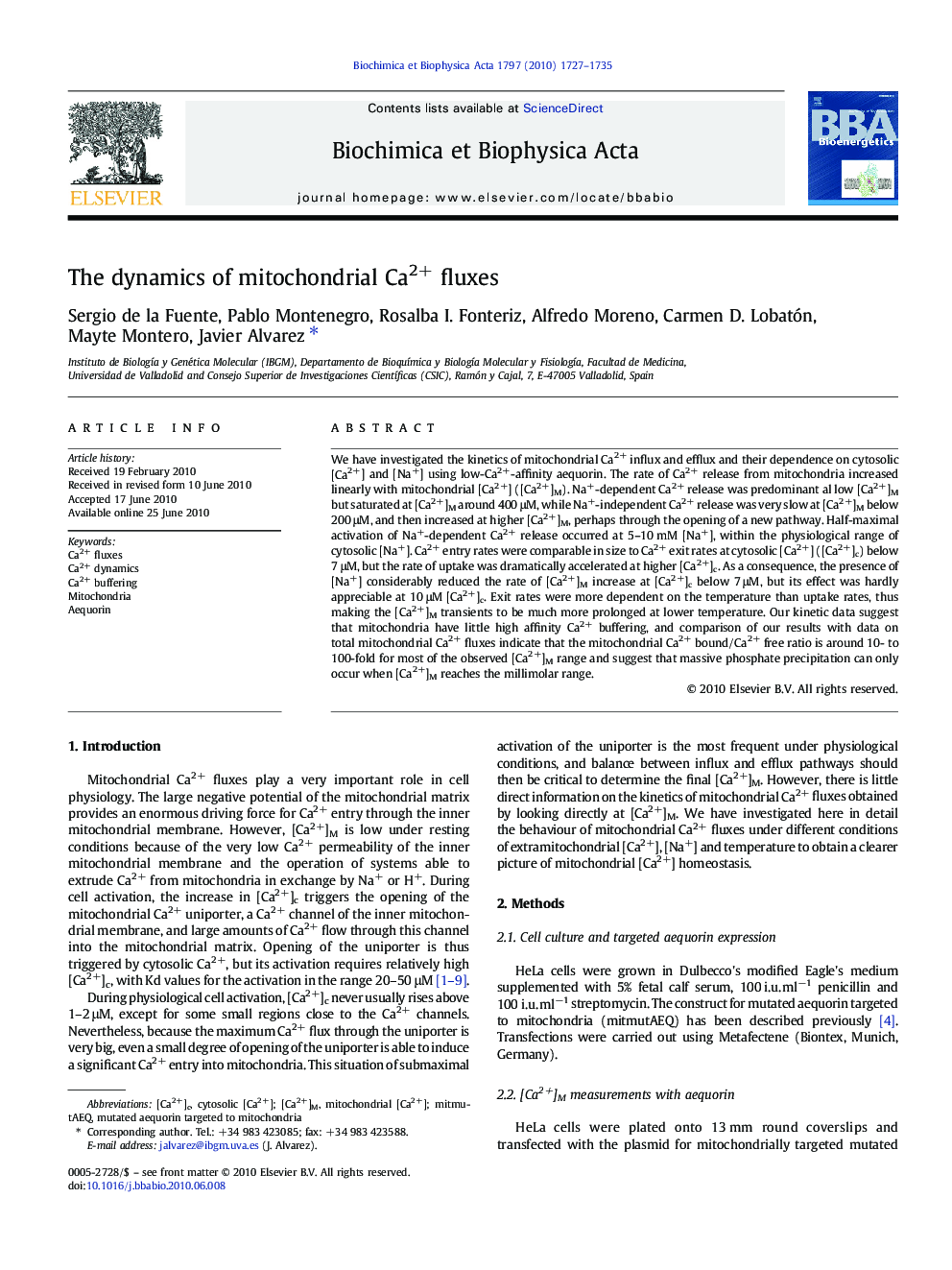 The dynamics of mitochondrial Ca2+ fluxes