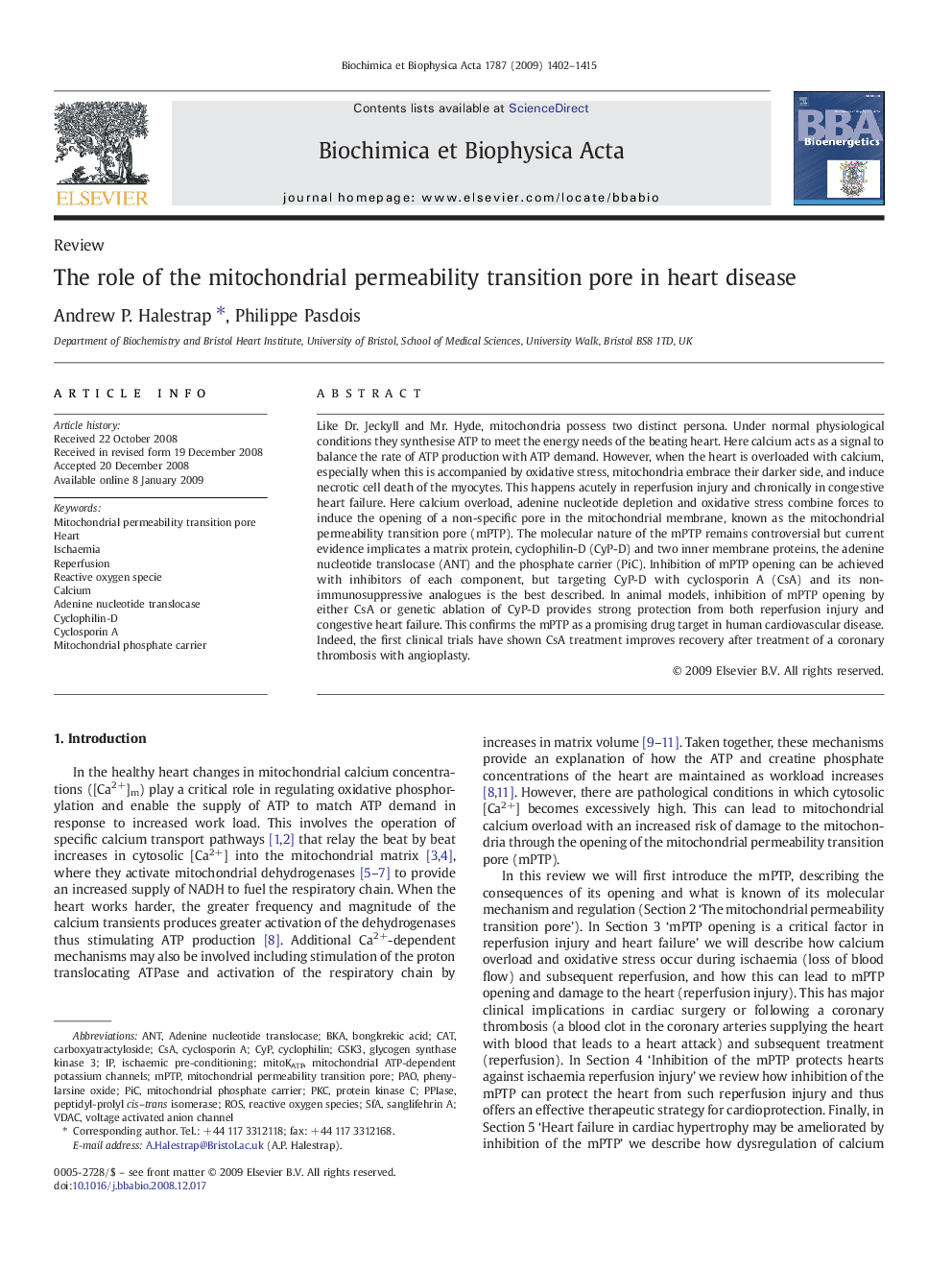 The role of the mitochondrial permeability transition pore in heart disease