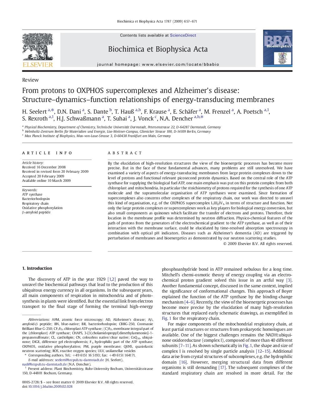 From protons to OXPHOS supercomplexes and Alzheimer's disease: Structure–dynamics–function relationships of energy-transducing membranes