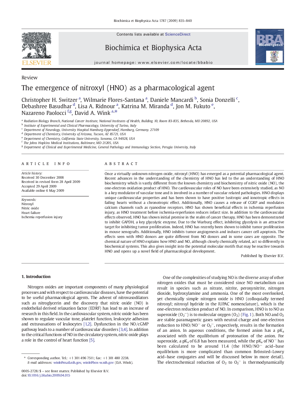 The emergence of nitroxyl (HNO) as a pharmacological agent