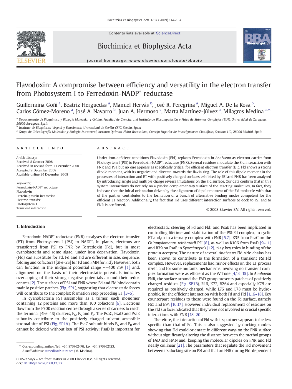 Flavodoxin: A compromise between efficiency and versatility in the electron transfer from Photosystem I to Ferredoxin-NADP+ reductase