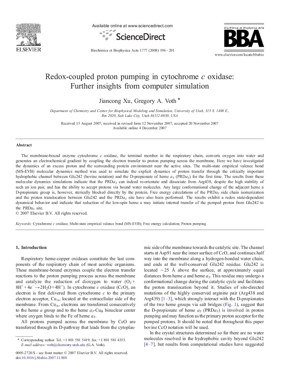 Redox-coupled proton pumping in cytochrome c oxidase: Further insights from computer simulation