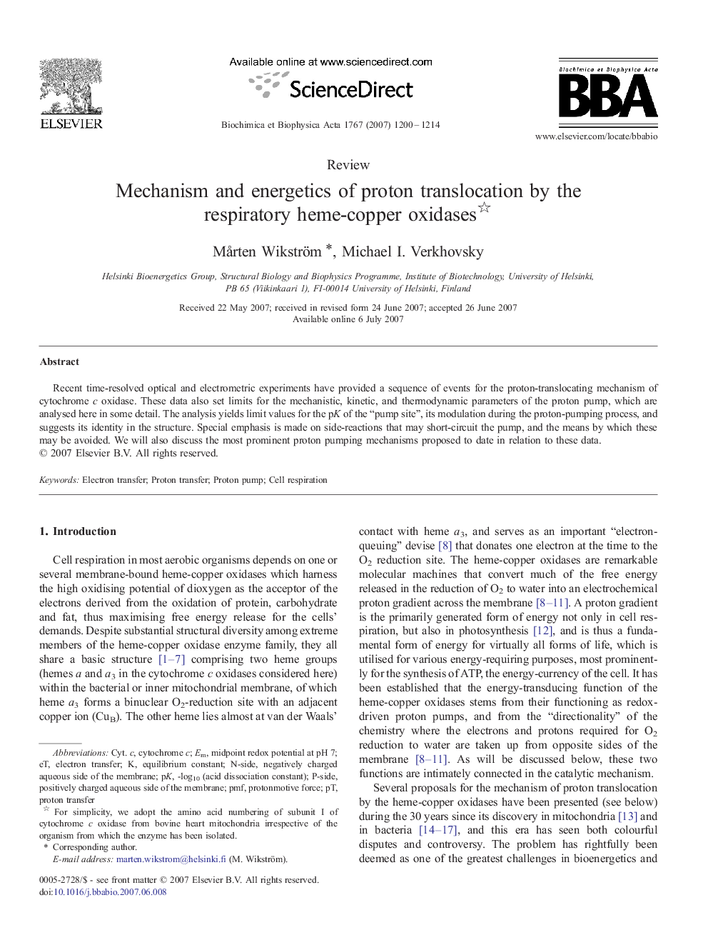 Mechanism and energetics of proton translocation by the respiratory heme-copper oxidases 