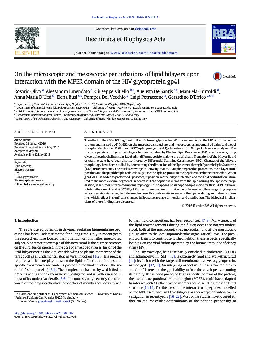 On the microscopic and mesoscopic perturbations of lipid bilayers upon interaction with the MPER domain of the HIV glycoprotein gp41