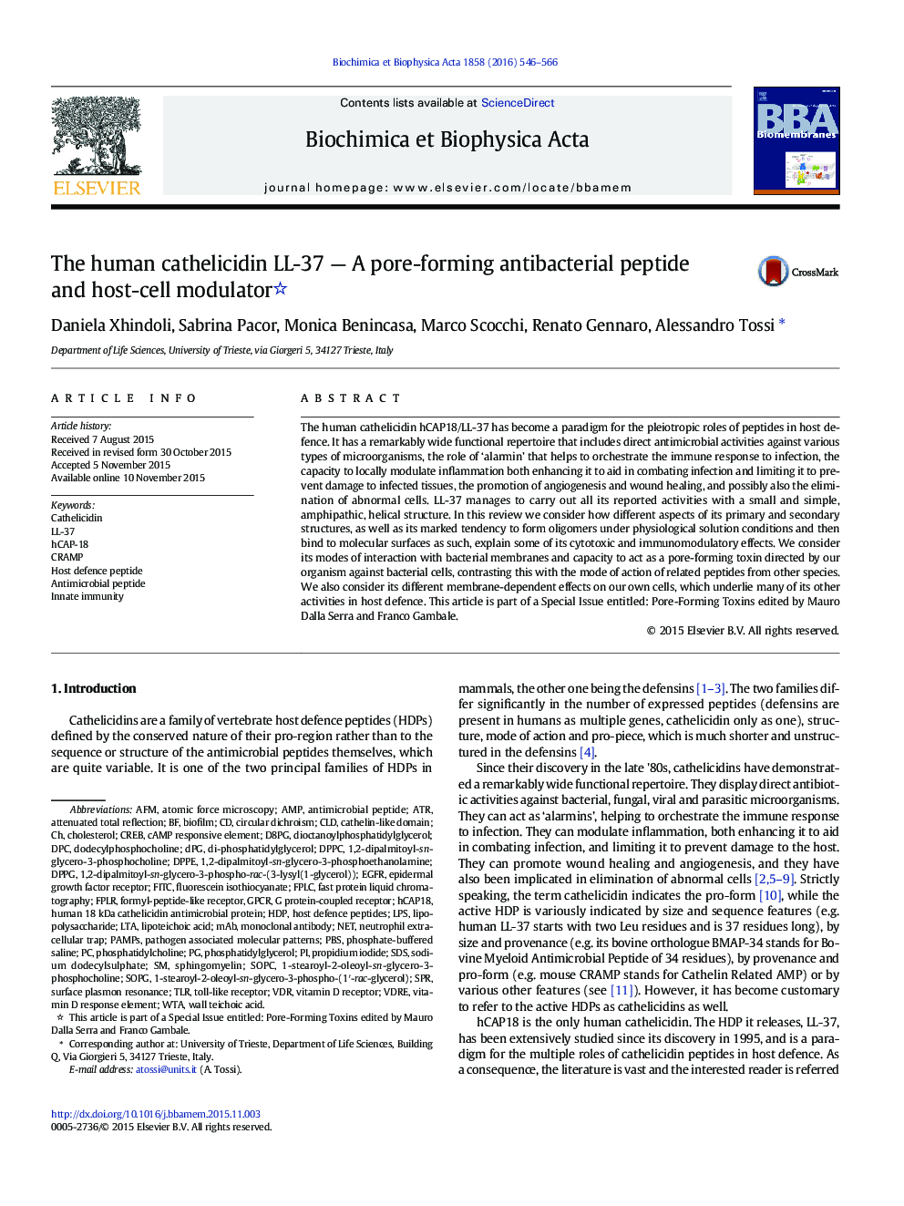 عکس صفحه اول مقاله: The human cathelicidin LL-37 — A pore-forming antibacterial peptide and host-cell modulator The human cathelicidin LL-37 — A pore-forming antibacterial peptide and host-cell modulator
