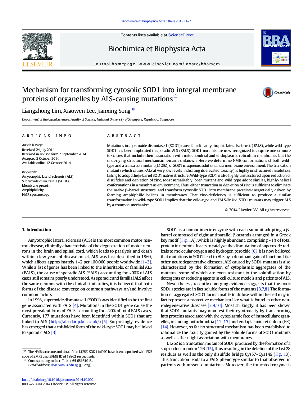 Mechanism for transforming cytosolic SOD1 into integral membrane proteins of organelles by ALS-causing mutations 