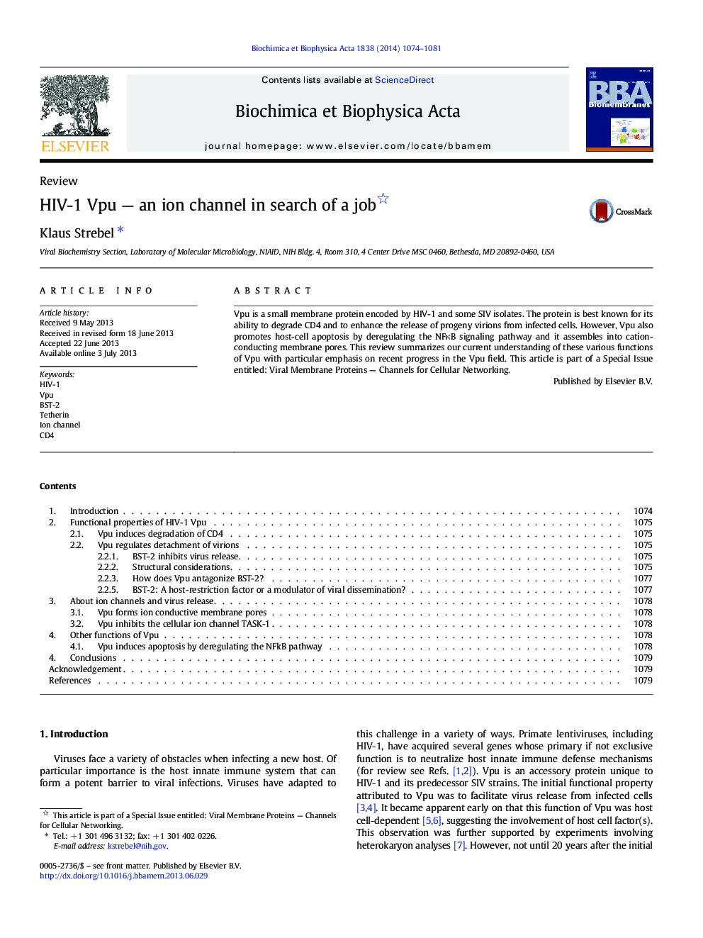 HIV-1 Vpu — an ion channel in search of a job 