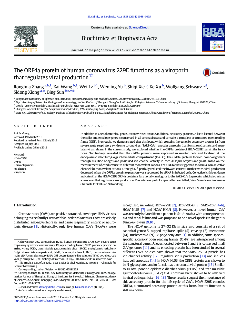 The ORF4a protein of human coronavirus 229E functions as a viroporin that regulates viral production 