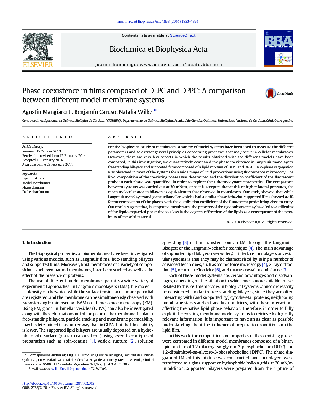 Phase coexistence in films composed of DLPC and DPPC: A comparison between different model membrane systems