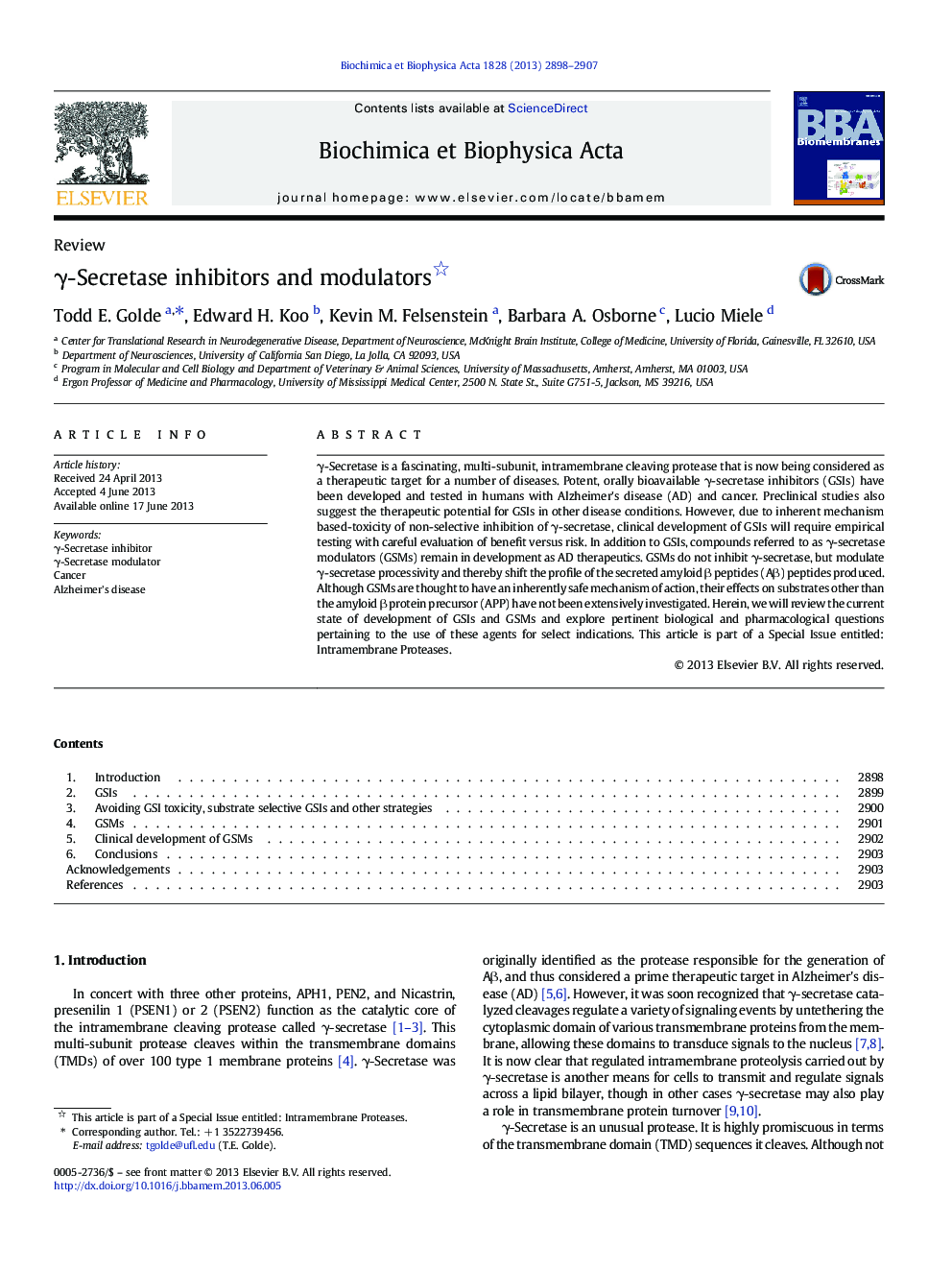 γ-Secretase inhibitors and modulators 