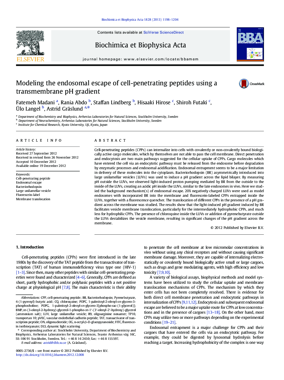 Modeling the endosomal escape of cell-penetrating peptides using a transmembrane pH gradient