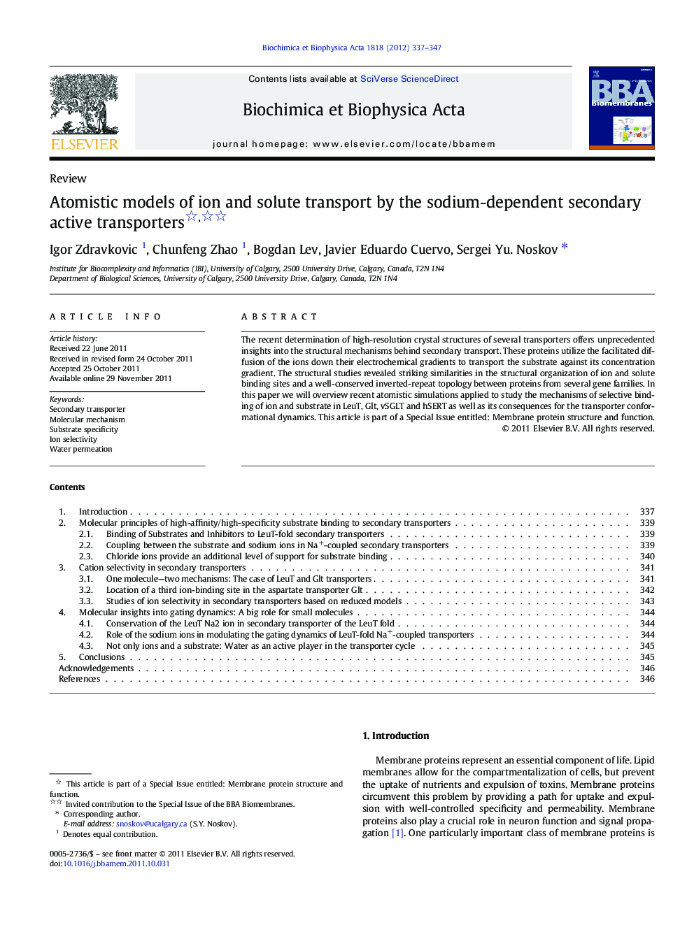 Atomistic models of ion and solute transport by the sodium-dependent secondary active transporters