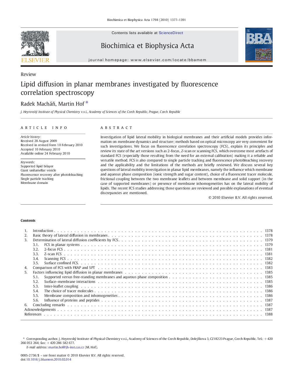 Lipid diffusion in planar membranes investigated by fluorescence correlation spectroscopy