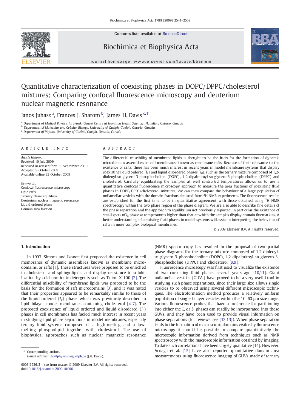 Quantitative characterization of coexisting phases in DOPC/DPPC/cholesterol mixtures: Comparing confocal fluorescence microscopy and deuterium nuclear magnetic resonance