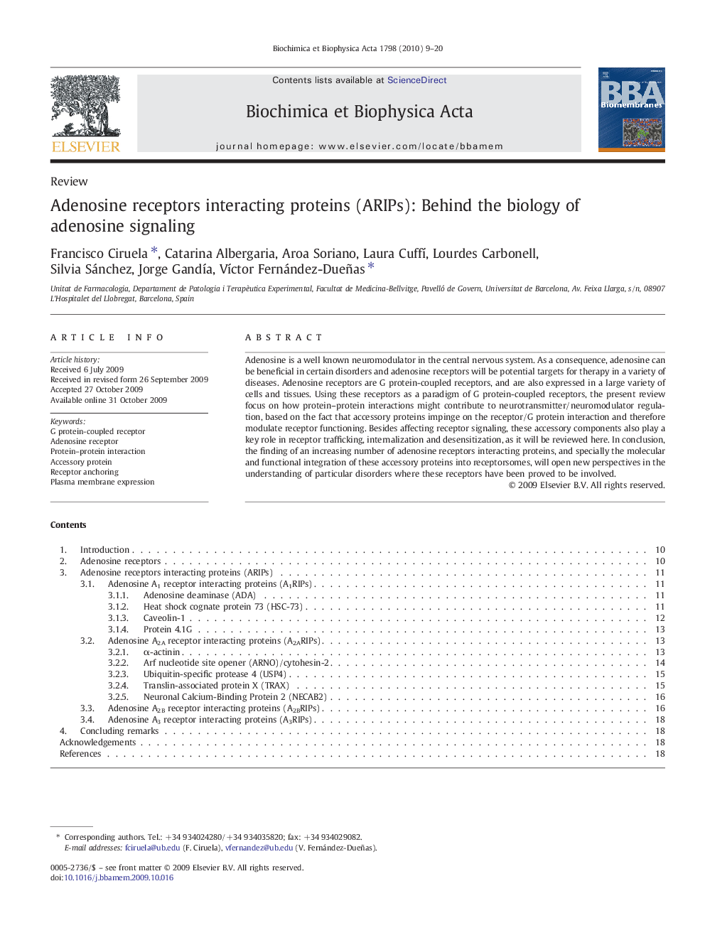 Adenosine receptors interacting proteins (ARIPs): Behind the biology of adenosine signaling