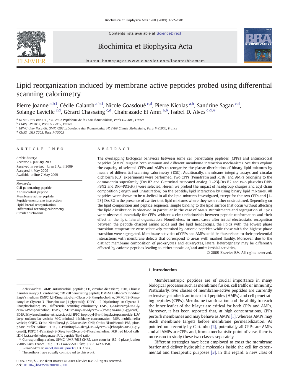 Lipid reorganization induced by membrane-active peptides probed using differential scanning calorimetry