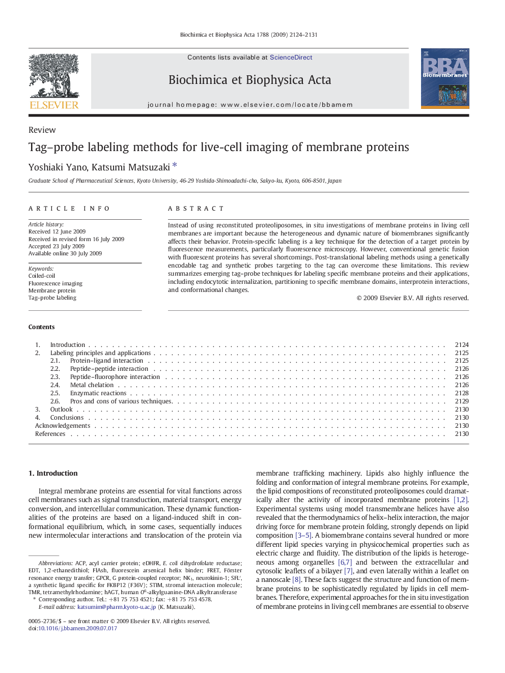 Tag–probe labeling methods for live-cell imaging of membrane proteins