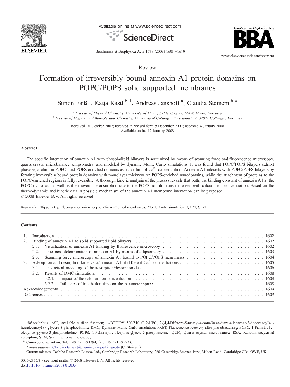 Formation of irreversibly bound annexin A1 protein domains on POPC/POPS solid supported membranes