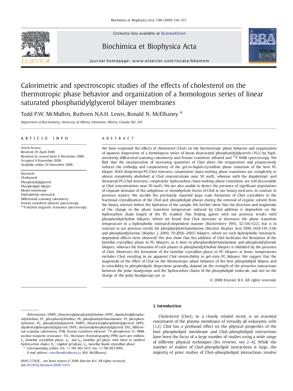 Calorimetric and spectroscopic studies of the effects of cholesterol on the thermotropic phase behavior and organization of a homologous series of linear saturated phosphatidylglycerol bilayer membranes