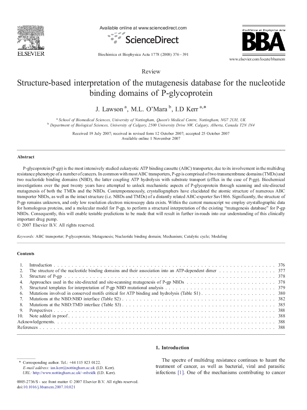 Structure-based interpretation of the mutagenesis database for the nucleotide binding domains of P-glycoprotein