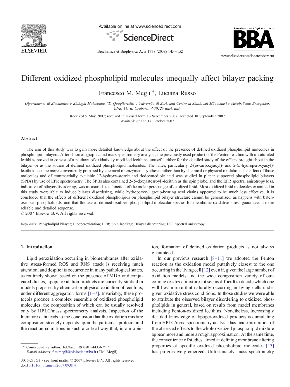 Different oxidized phospholipid molecules unequally affect bilayer packing