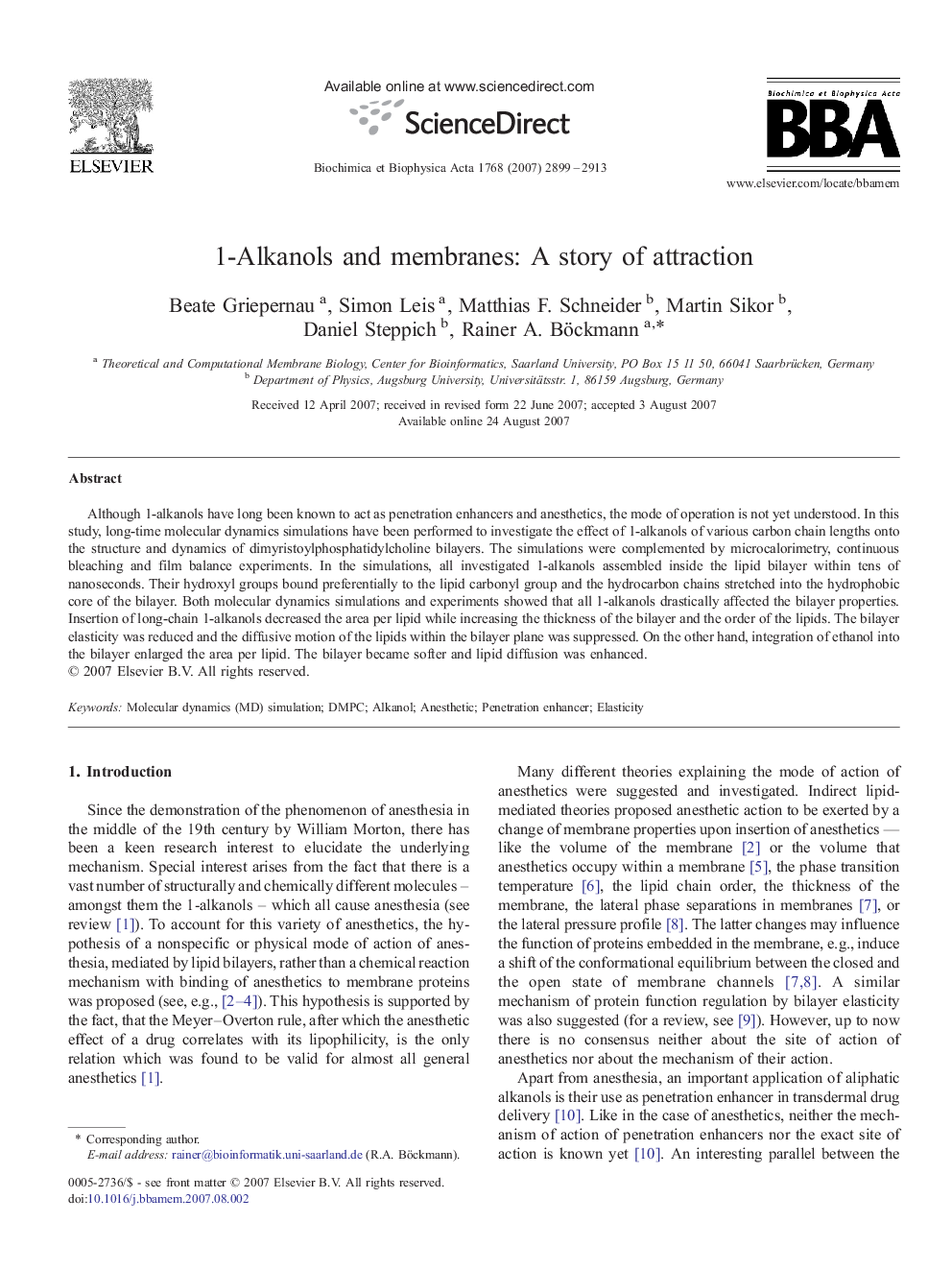 1-Alkanols and membranes: A story of attraction