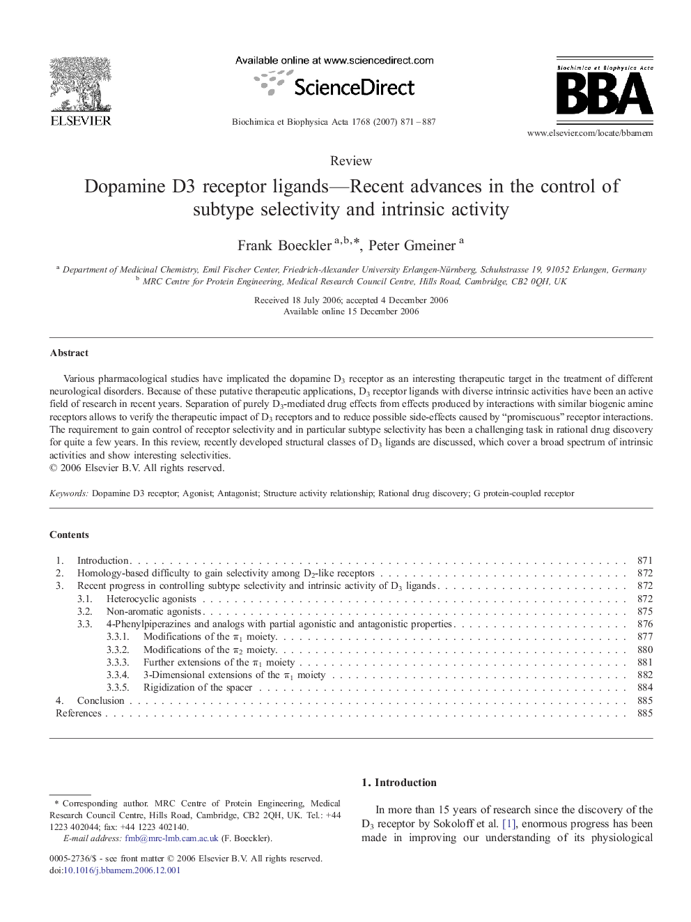 Dopamine D3 receptor ligands—Recent advances in the control of subtype selectivity and intrinsic activity