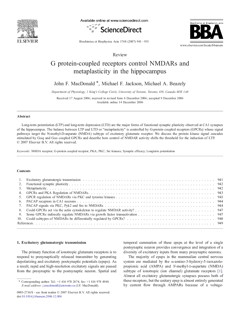 G protein-coupled receptors control NMDARs and metaplasticity in the hippocampus