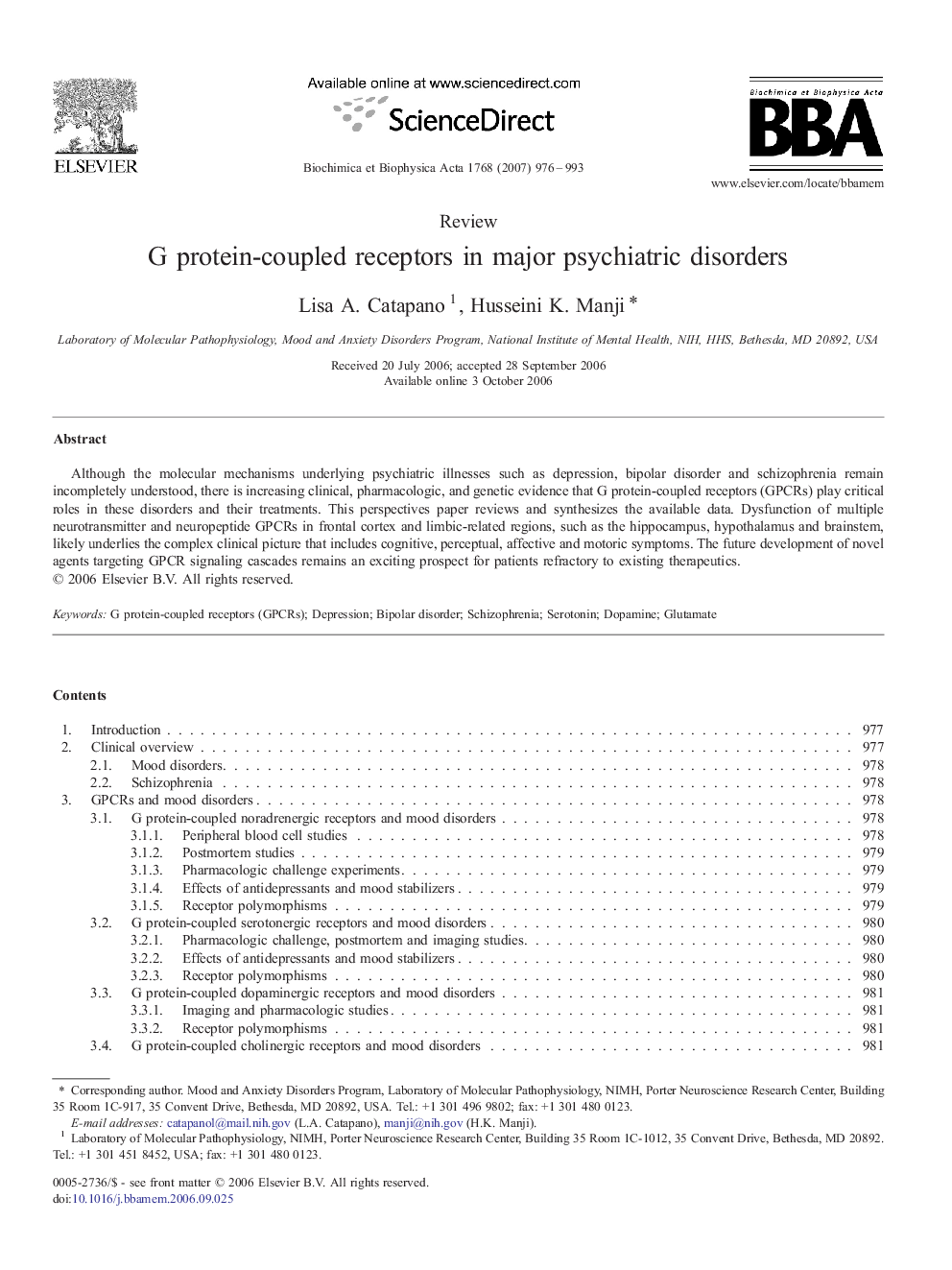 G protein-coupled receptors in major psychiatric disorders