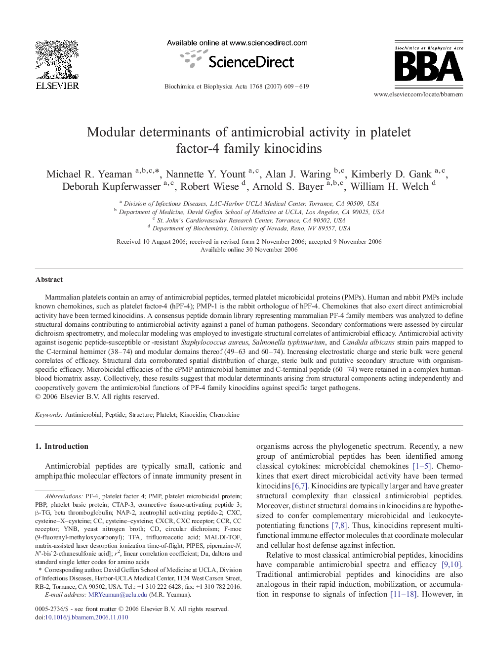 Modular determinants of antimicrobial activity in platelet factor-4 family kinocidins