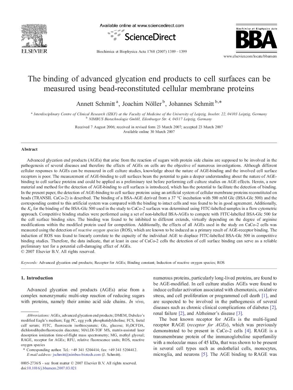 The binding of advanced glycation end products to cell surfaces can be measured using bead-reconstituted cellular membrane proteins